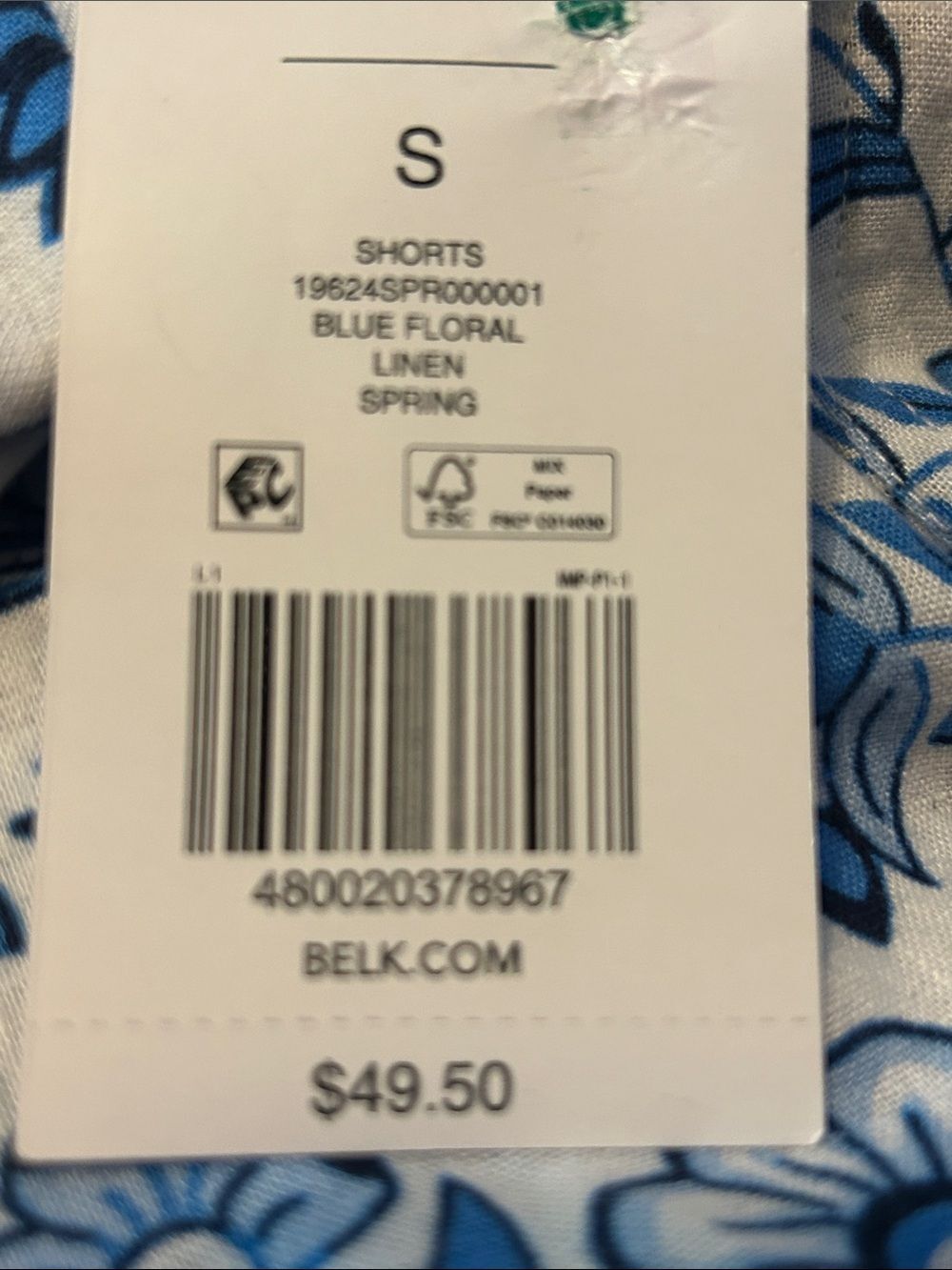 NWT Kim Rogers Linen Blend Skort Blue Floral Print Skirt Built-In Shorts Small - Picture 6 of 8